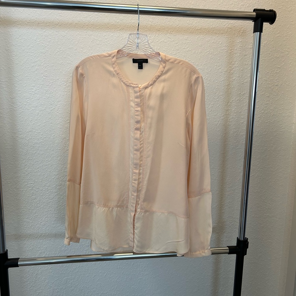 J Crew Light Peach 100% Silk Blouse
